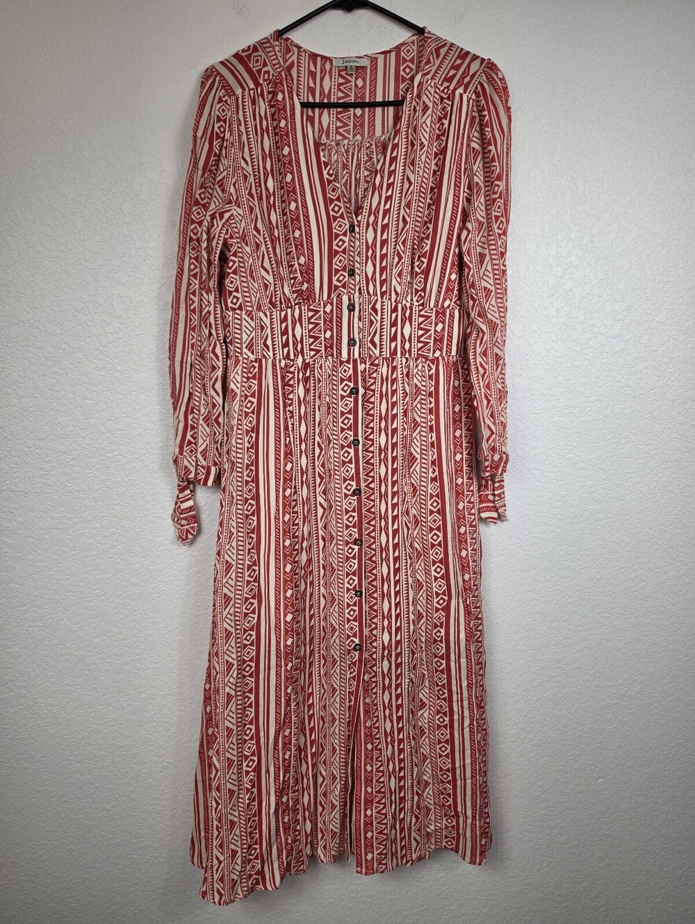 Anthropologie Jodifl Geometric Long Sleeve Dress Small